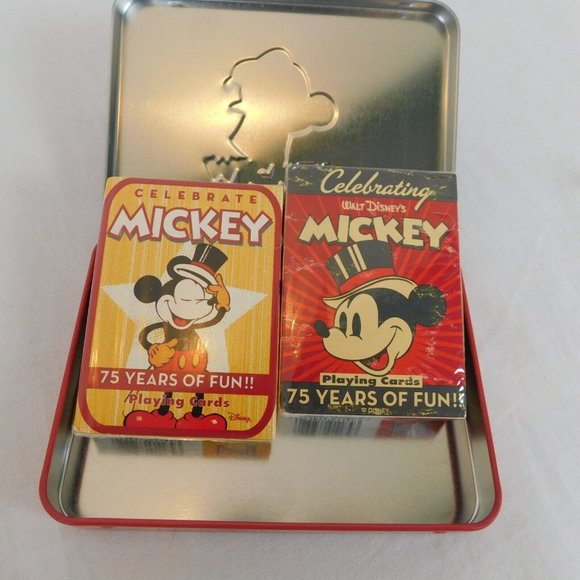 Disney 75 Years of Mickey Mouse Collectible Tin 2 packs Playing Cards Unopened - Picture 8 of 10